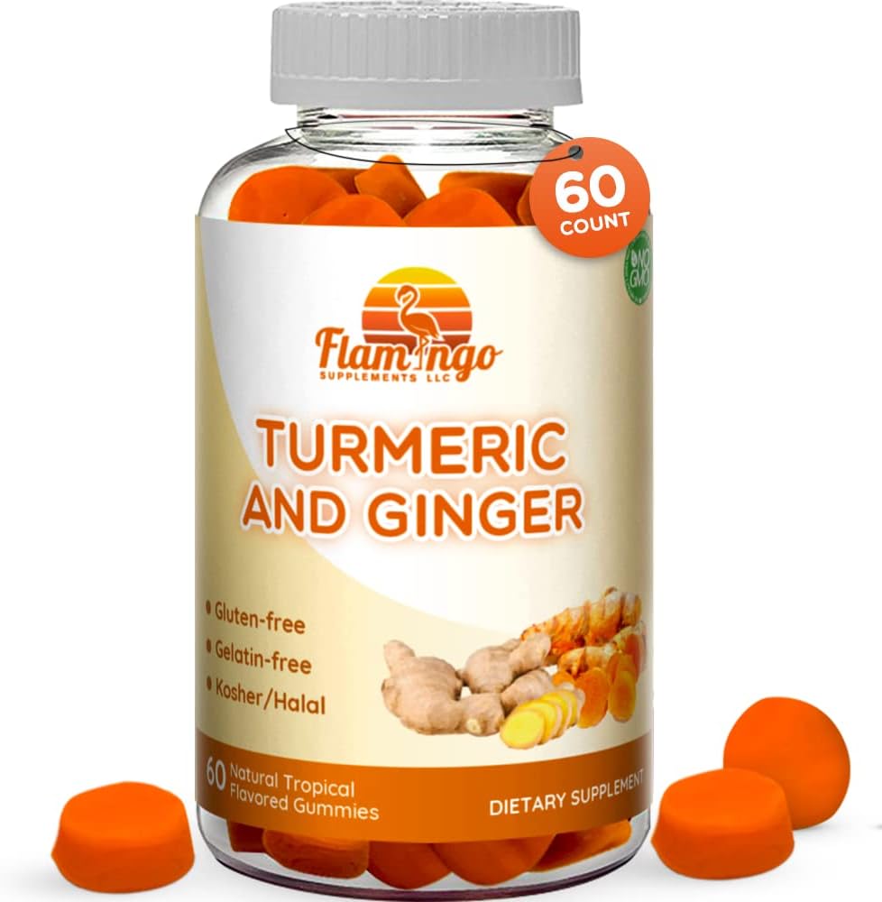 Gurkemeje & ingefær tyggegummi til voksne og børn. Vegansk Friendly, Kosher & Halal, Gluten Free, Non GMO. 60 Greve