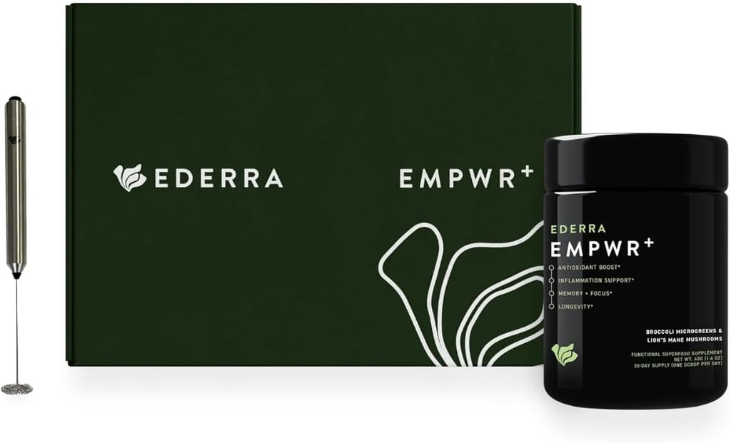 EMPWR + Mead124; Premium Broccoli Microgreens og Lions Mane Mushrooms Supplement 124; med Sulforphane for forbedret lang levetid Mead124; Understøtter kognitiv sundhed, hukommelse, Focus Mead124; 30-Day Servering