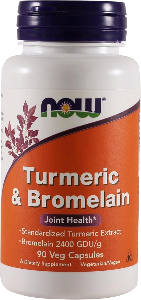 Now Foods - Gurkemeje og bromelain fælles sundhed - 90 Vegetariske kapsler