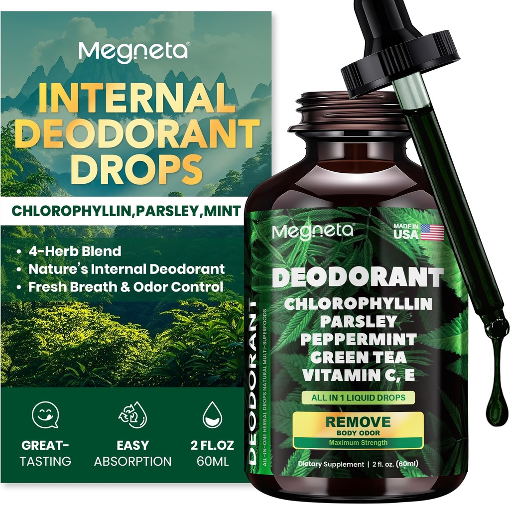 Chlorophyll flydende dråber - krop deodorizing supplement til kvinder & mænd - Detox, energi & hudsundhed støtte-Vegan, non-GMO, 2 Fl Oz