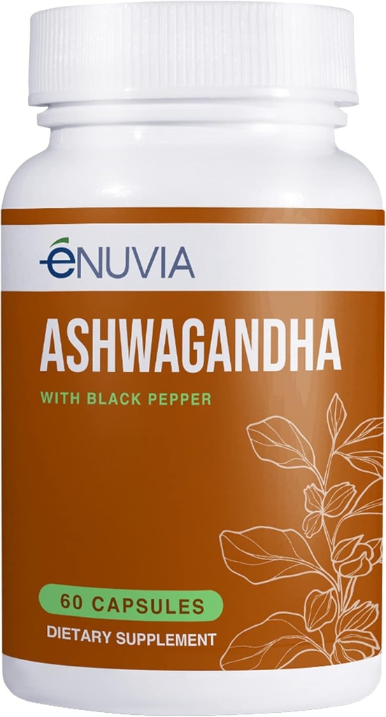 Ashwagandha supplement - Natural Relief og Stamina støtte til at hjælpe lette spænding 60 kapsler Pure Root med sort peber ekstrakt for forbedret Absorption Vegan, Lavet i USA