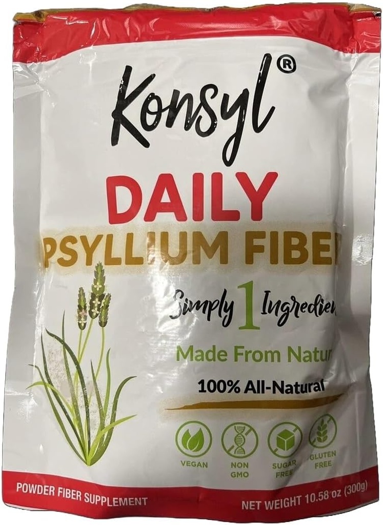 Konsyl Daily Psyllium Fiber - Non- GMO, Vegan, Keto- Friendly, Fiber Supplement Powder - Understøtter fordøjelsessygdomme - 300g / 10.58 oz (Pack of 01)