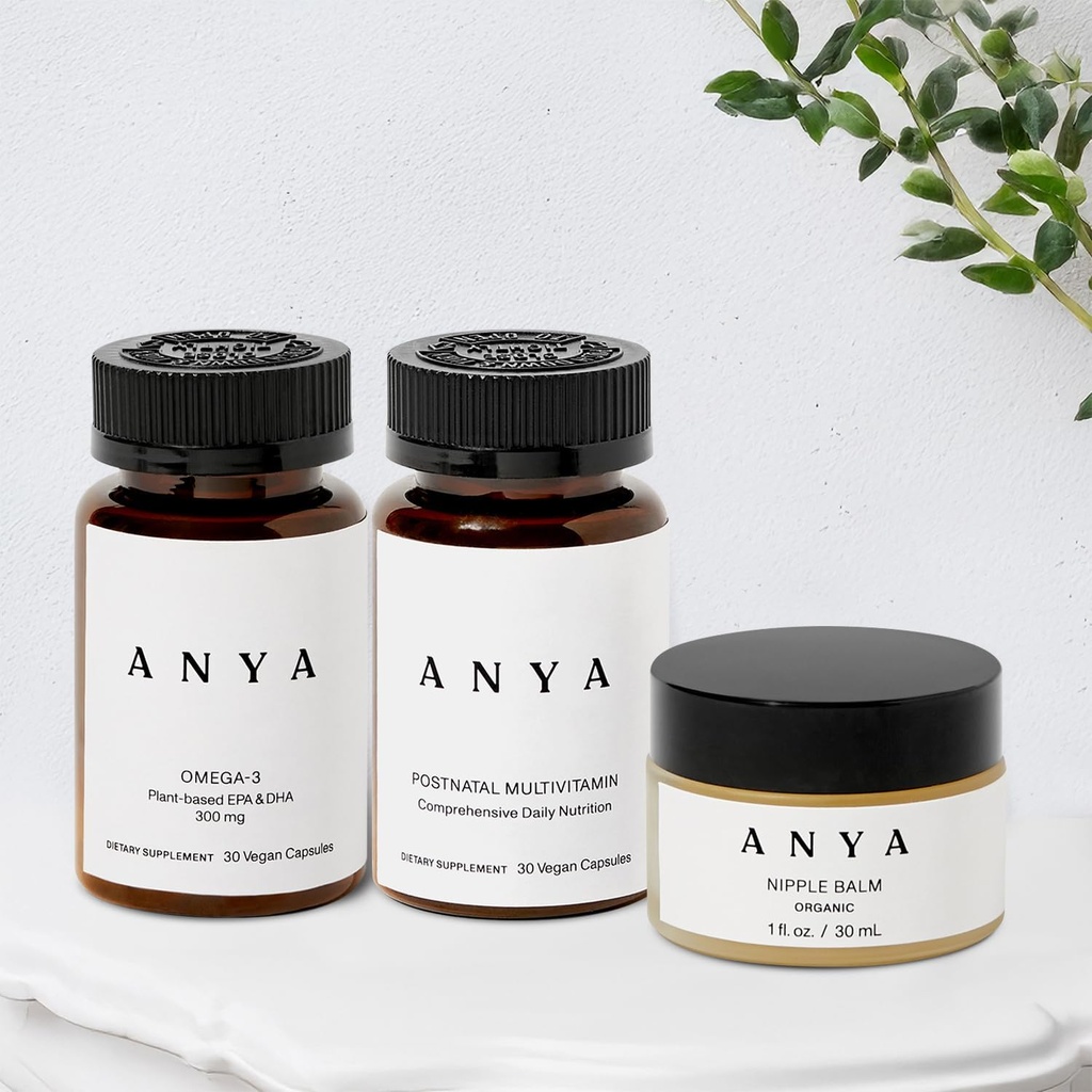 ANYA Multivitamin + Nipple Balm Bundle Postpartum Essentials for Women, Postnatal Supplements for Amning