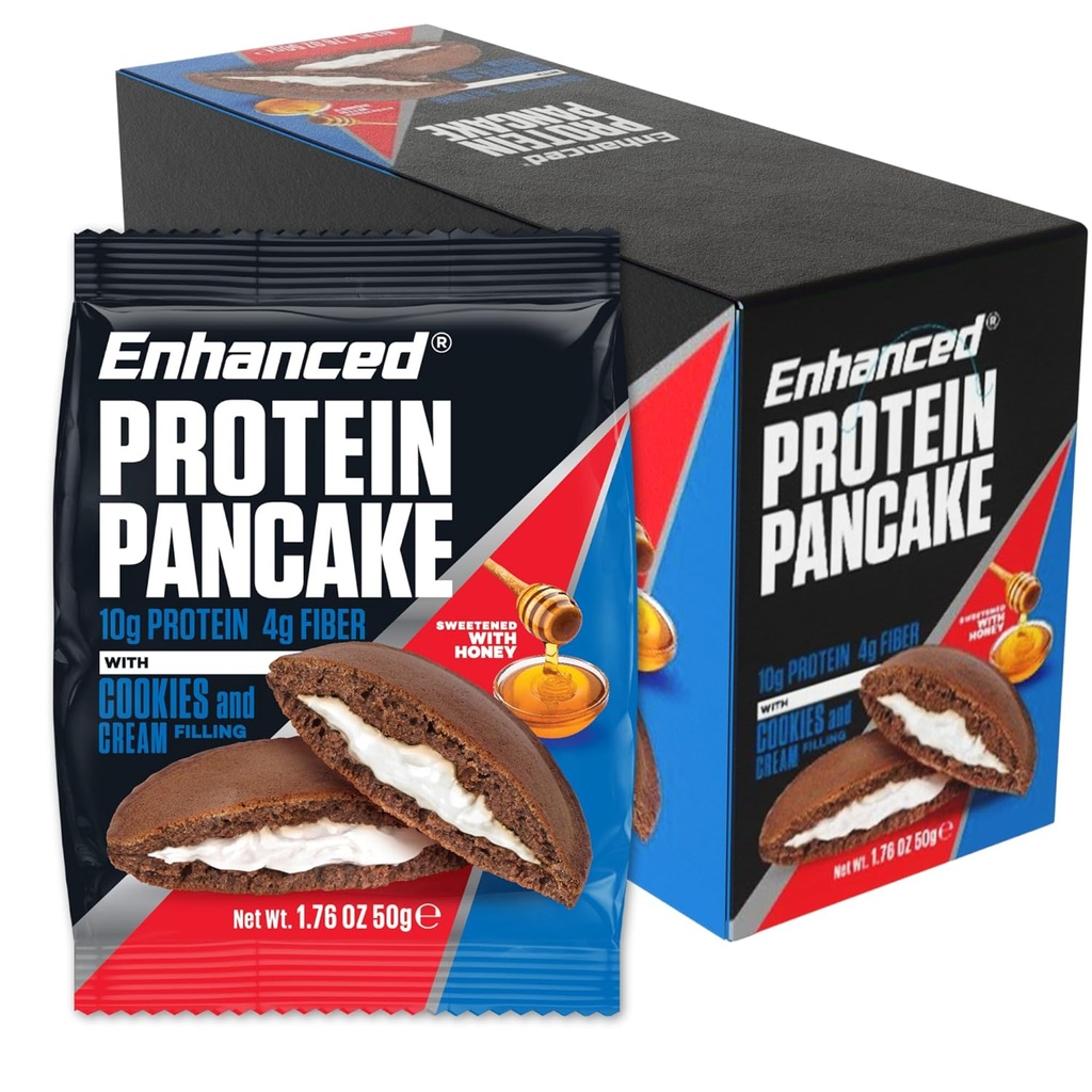 Forstærkede Labs Protein Pancakes To Go - Cookies & Cream (Pack of 10) - Lavcarb, Lavsukker, Lavkalorie, High Protein, Keto- Friendly - Klar til at spise Snack