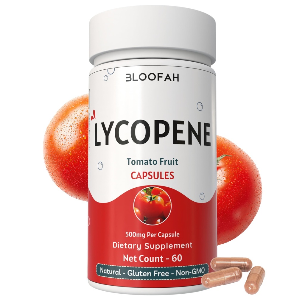 Tomatpulver (Lycopene) Kapsler 500mg - 60 Greve Name 124; Natural Carotenoid Supplement for Sundhed og Wellness Support