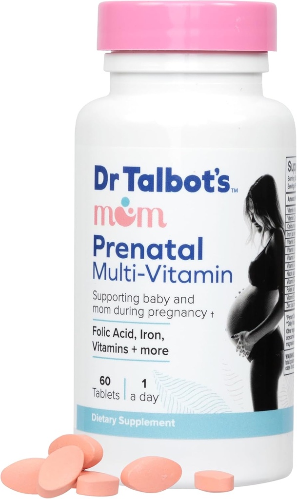 Dr. Talbots mor Prenatal Multi- Vitamin Dagligt tillæg - folinsyre, jern, vitaminer og mere - 60 tabletter