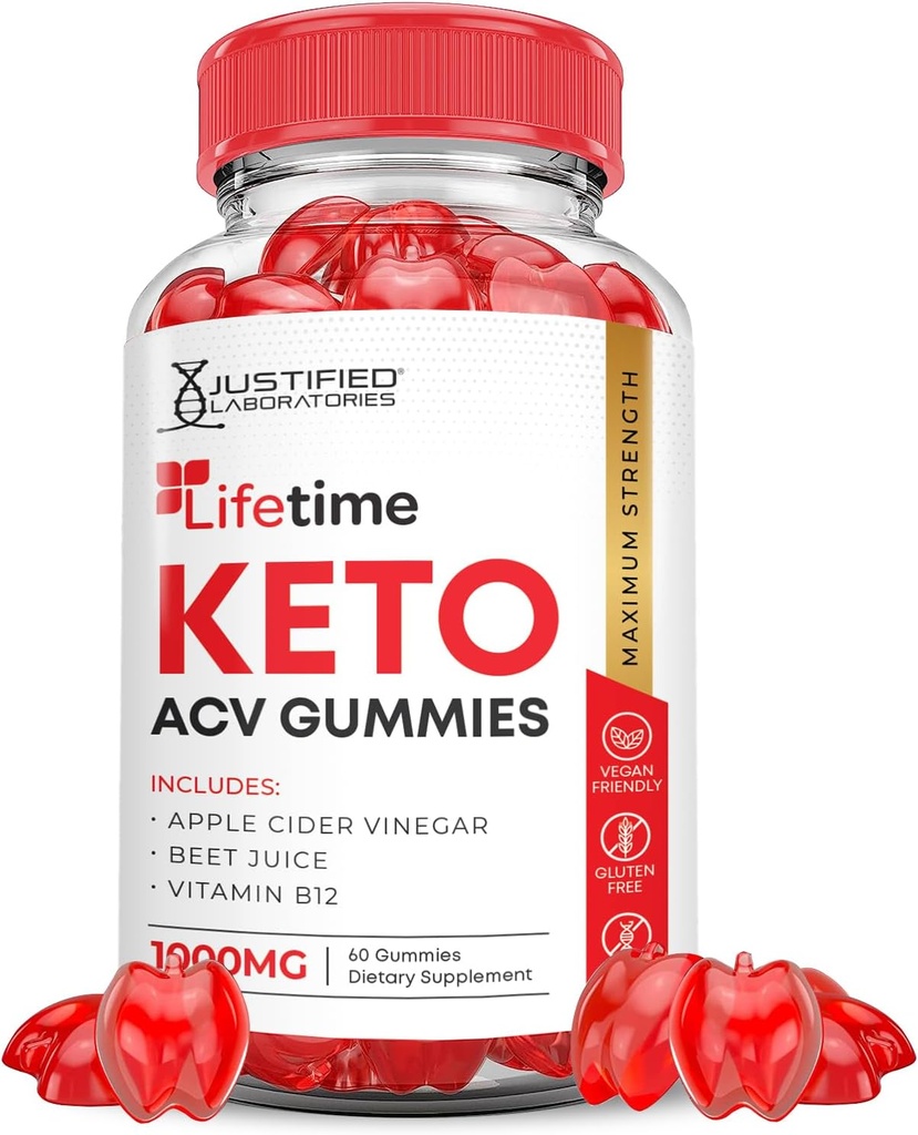Levetid Keto ACV Gummies Advanced Formel 1000MG Levetid Keto Gummies Apple Cider Vinegaard Formuleret med Pomegranat Beet Juice Powder B12 Vegan Non GMO 60 Gummys