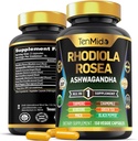 Rhodiola Rosea Supplement - 8in1 Formula - Combine with Ashwagandha, Turmeric, Berberine, Maca, Chamomile, Green Tea, and Black Pepper - Nutrient Rich - 150 Vegan Capsules