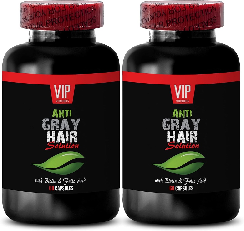 Pure Biotin pulver - grå hår løsning - Anti grå hårformel, grå hårpiller, grå hårløsning, anti grå hår supplement, grå hår supplement til omvendt, grå hår omvendt - 2B 120 Caps