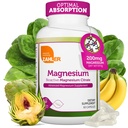 Zahler - Magnesiumtilskud Kapsler 200 mg (60 greve) Certificeret Kosher Bioactive Magnesium Citrate for Max Absorption - Natural Magnesium Mineral for mænd og kvinder - Bedste Magnesiumtilskud