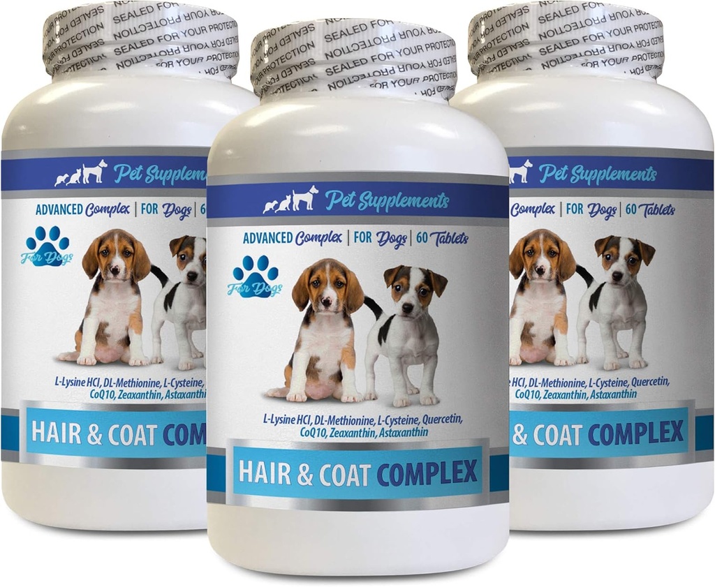 PET-SUPPLEMENTER & NÆRRITION LLC Hund Coat Treats - Hund Hår og Coat Complex - Itch Relief - immunforsvar - Vitaminer og mineraler - Hund Vitamin e - 3 flasker (180 Treats)
