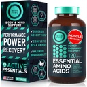 Essential Aminosyrer Supplement - Alle 9 EAA med BCAAs Aminosyrer (Leucin, Lysin, Valine, Threonin) - 3.000mg Per Serving - Muskelvækst, Power, Recovery - 120 Vegan, Koffein Gratis kapsler