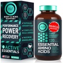 Essential Aminosyrer Supplement - Alle 9 EAA med BCAAs Aminosyrer (Leucin, Lysin, Valine, Threonin) - 3.000mg per servering - Muskelvækst, Power, Recovery - 120 Vegan, Koffein Gratis kapsler