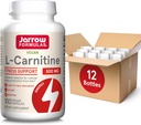 Jarrow Formulas L- Carnitin 500 mg - 100 Veggie Licaps - Vigtig medfaktor for energiproduktion (ATP) fra Fedtstoffer - Kosttilskud - Vegan - Op til 100 Servering, Pack af 12