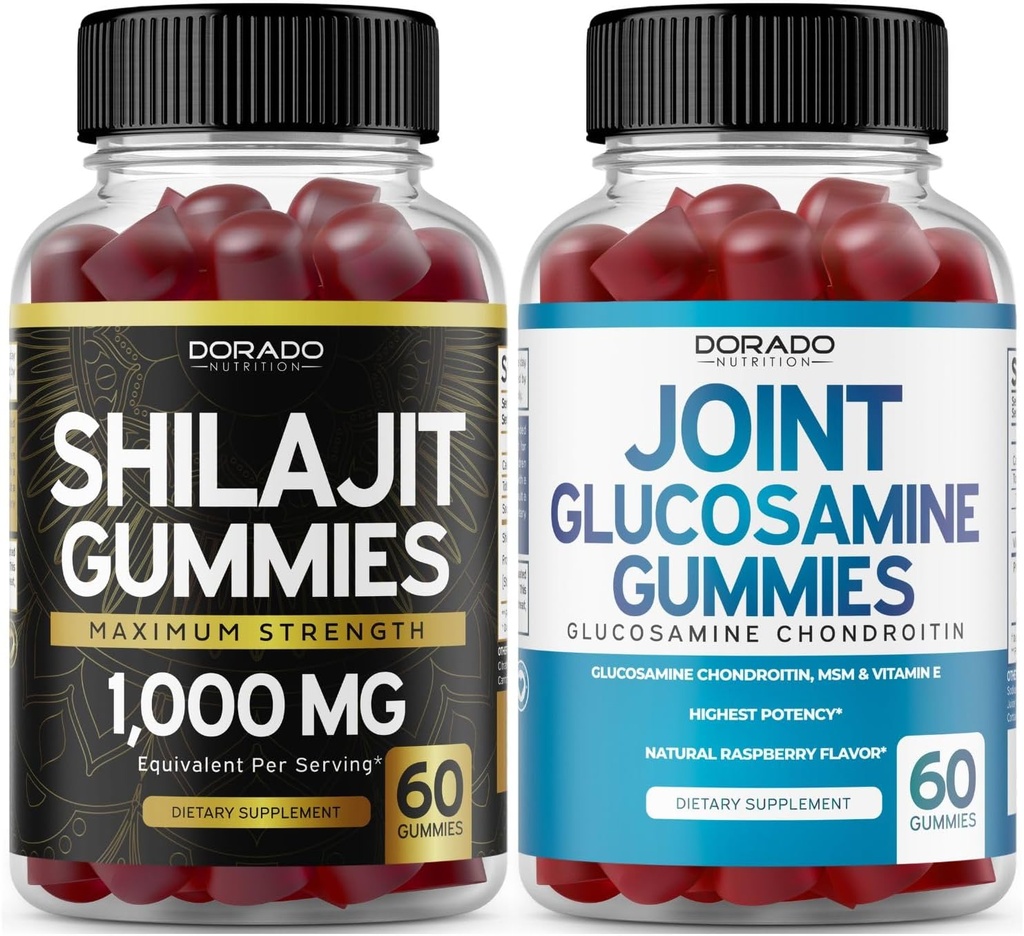 DORADO NUTRITION Shilajit Gummies for Mænd og Kvinder (60 Gummies) og Glucosamin Chondroitin (60 Greve)