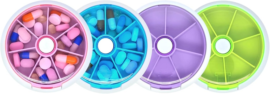 Pille Organizer rejse pill sag for purse transportable pill box runde Weekiy pill Container til Vitamin Fish Oil Pills Kosttilskud (4PCS)
