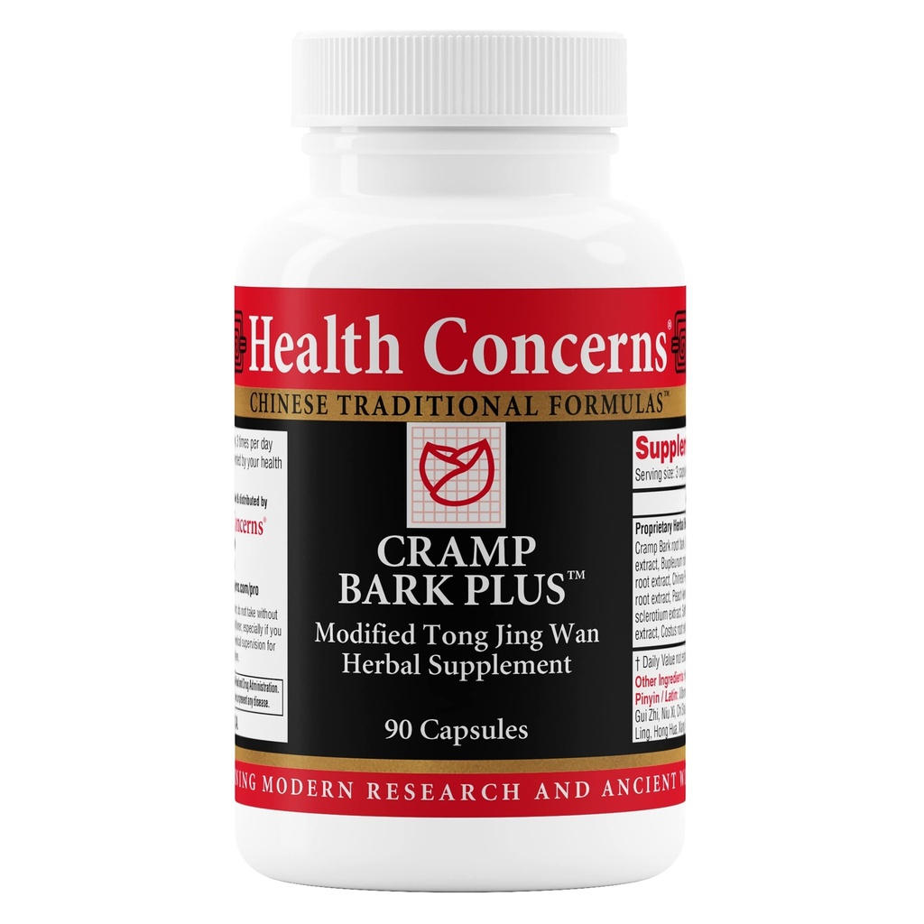 Sundhed Bekymringer Cramp Bark Plus - Menstruel Cramp Relief & Hormonal Balance - Cirkulation Support - Dong Quai, Black Cohosh, Bupleurum & Kinesiske urter - Urtetilskud til kvinder - 90 Kapsler