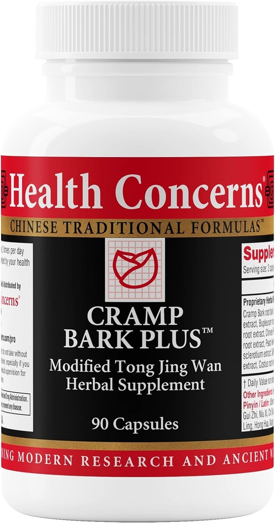 Sundhed Bekymringer Cramp Bark Plus - Menstruel Cramp Relief & Hormonal Balance - Cirkulation Support - Dong Quai, Black Cohosh, Bupleurum & Kinesiske urter - Urtetilskud til kvinder - 90 Kapsler