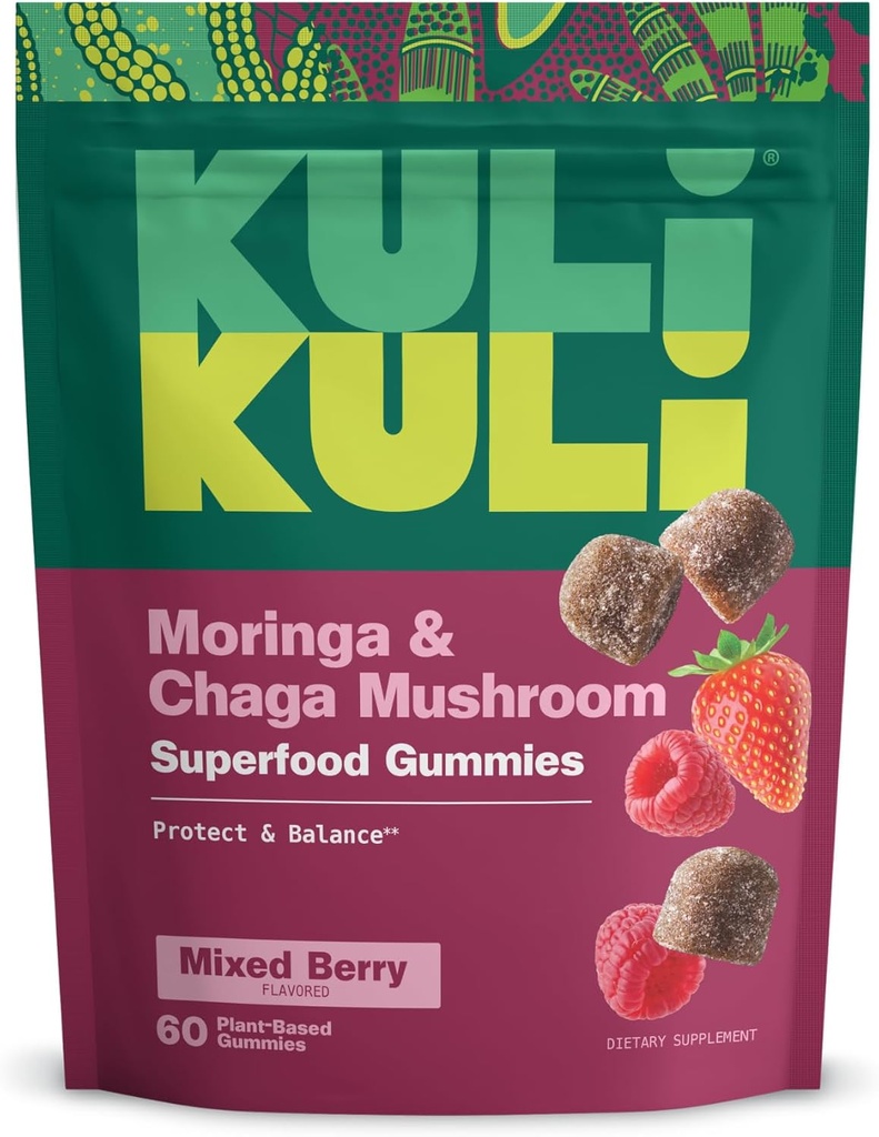 Kui Kui Super Energy Gummies - Energi Kosttilskud med Moringa, Caffe- Free Natural Energy Booster - 60 Non- GMO, Gluten- Free Moringa Gummies