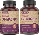 DEVA Vegan Calcium Magnesium Supplement 2- Pack, Plus Zink, Vitamin C, D & K, Bor, 90 tabletter Hver