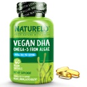 NATURELO Vegan DHA - Omega 3 Olie fra Alger - supplement til hjerne, hjerte, fælles, Eye Health - giver essentielle fedtsyrer til kvinder, mænd og børn - Supplementer Prenatal Vitaminer - 60 Softgels