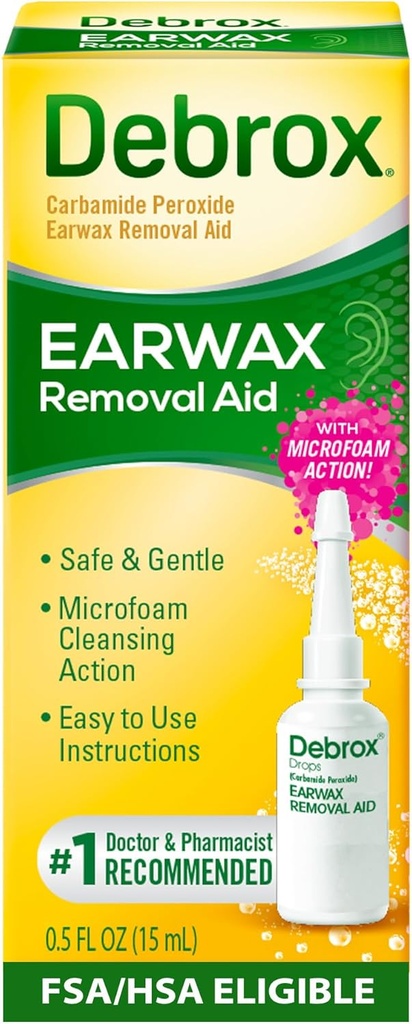 Debrox Ear Wax Removal Drops, Gentle Mikrofoam Ear Wax Remover, 0.5 Fl Oz