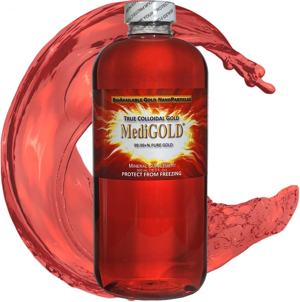 MediGOLD ® True Colloidal Gold AuNP Nutritional Supplement - 500 ml i klar plastflaske