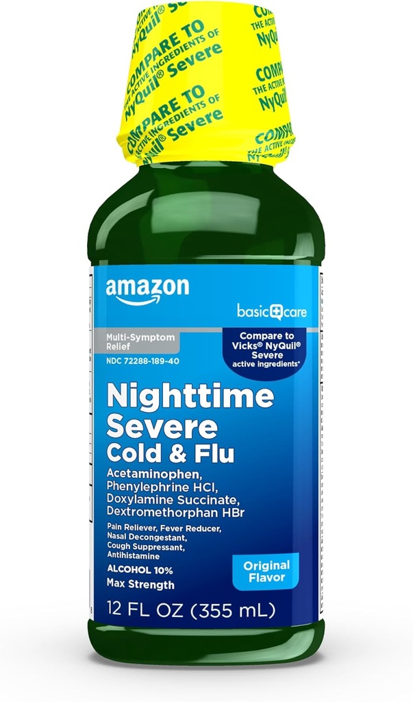 Basic Care Nighttime Svær kold & fluid, Original, 12 fl oz (pakke med 1)
