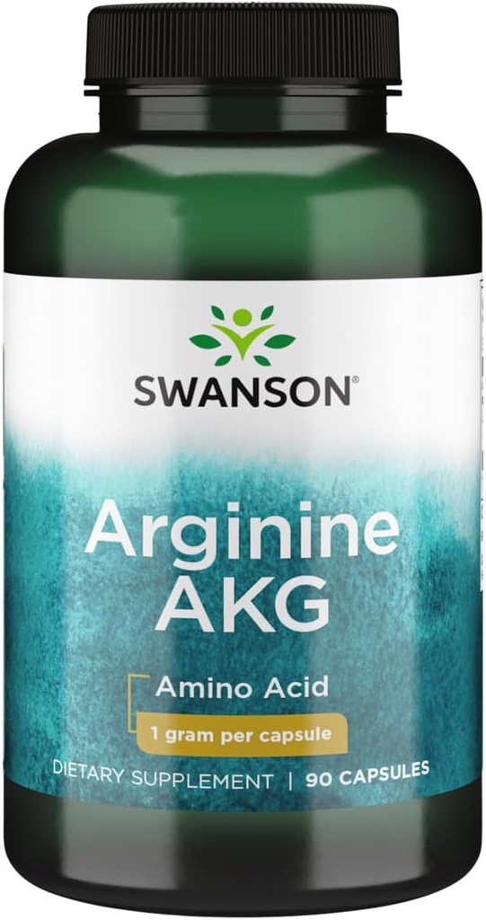 Swanson Aminosyre Maksimal styrke Arginin Akg nitrogenoxid Enhancer 1000 Milligram 90 Kapsler