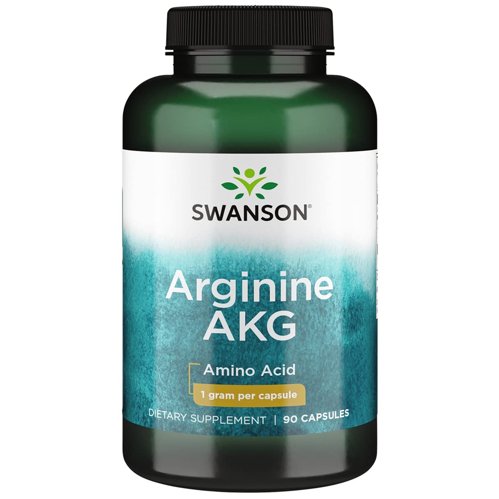 Swanson Aminosyre Maksimal styrke Arginin Akg nitrogenoxid Enhancer 1000 Milligram 90 Kapsler