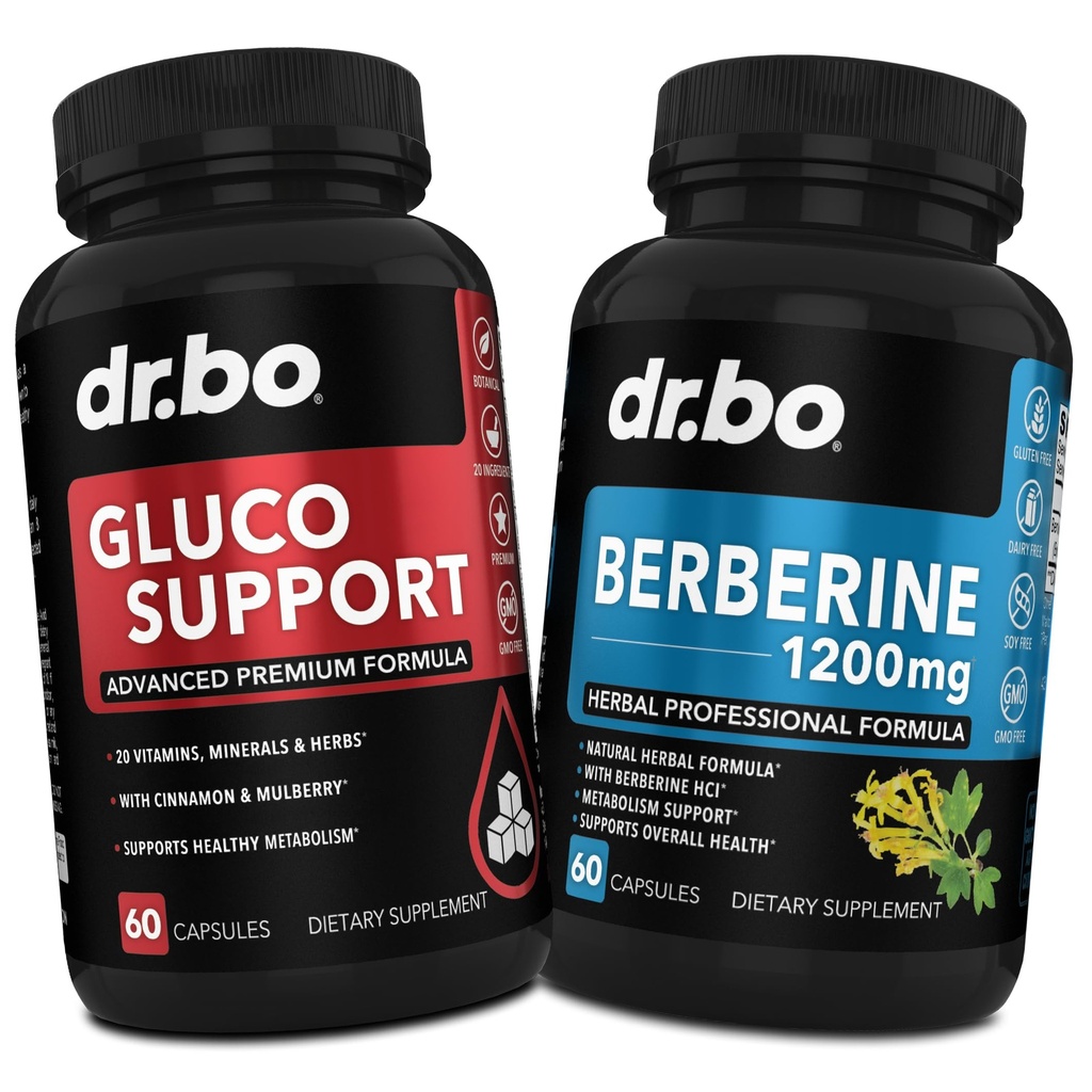 DR. BO Metabolisme Support & Berberine Supplement Kapsler - Boost Metabolisme med Vitamin Herbal Formel - 1200mg Berberine HCL Supplement for sund stofskifte Støtte til kvinder og mænd
