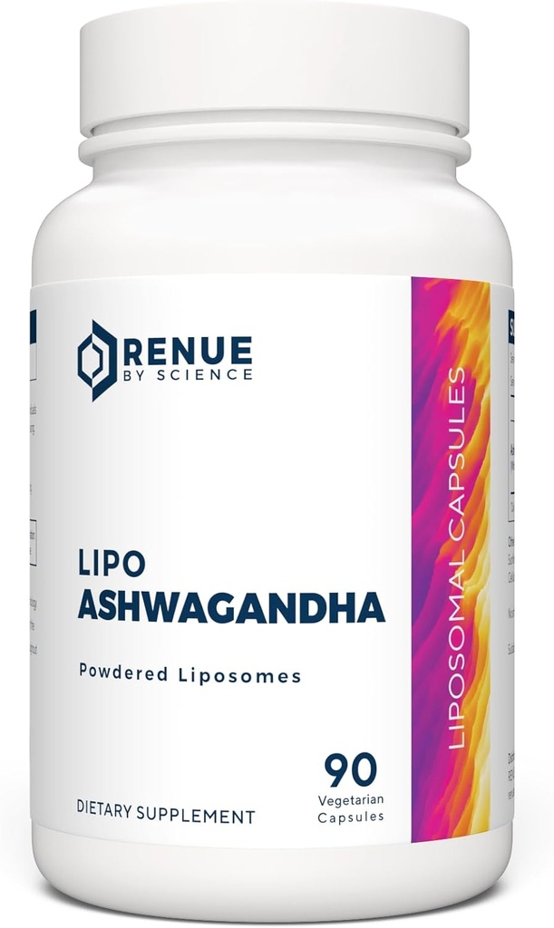 Renue By Science Ashwagandha | High Strength Liposomal Ashwagandha Supplements | 90 Ashwaganda Capsules - 200mg Ashwagandha per Serving | Non-GMO | Made in The USA Third-Party Tested