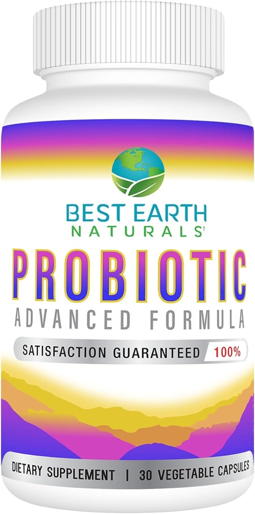 Bedste Earth Naturals Probiotika Advanced Formel for kvinder og mænd med 5.75 Millioner CFU - 30 kapsler (30 dages forsyning)