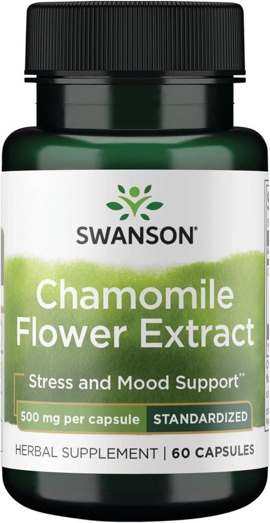 Swanson Kamille Flower Extract 500 Milligram Standardiseret til 1, 2% Apigenin 6 mg per kapsel 60 kapsler