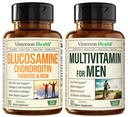 Glucosamin Chondroitin Gurkemeje MSM + Mænds Multivitamin 2- flaske Supplement Bundle til ham. Fælles sundhed, inflammatorisk respons, immunforsvar, Antioxidant egenskaber