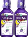 Vicks Pure Zzzs Kidz Melatonin, Kids Melatonin Liquid, Sleep Aid, Drug- Free, Liquid Melatonin 1mg, with Chamomile & Lavender, Melatonin Sleep Aids for Kids, Snooze Berry Flavored, 2 Pack, 24 FL OZ