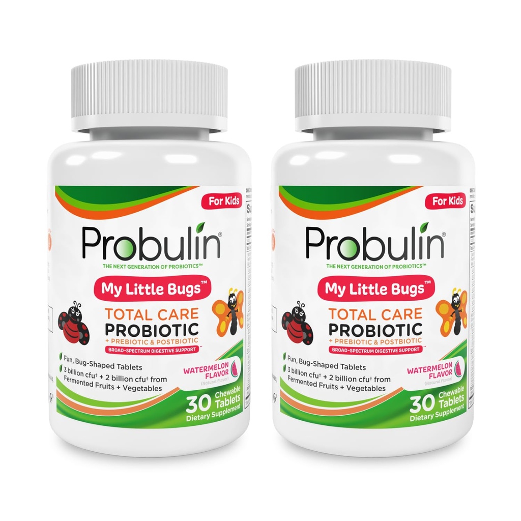 Probulin Total Care My Little Bugs Prebiotics, Probiotics & Postbiotics - 5 milliarder CFU - 15 Strops - 30 tyggetabletter (Twin Pack)