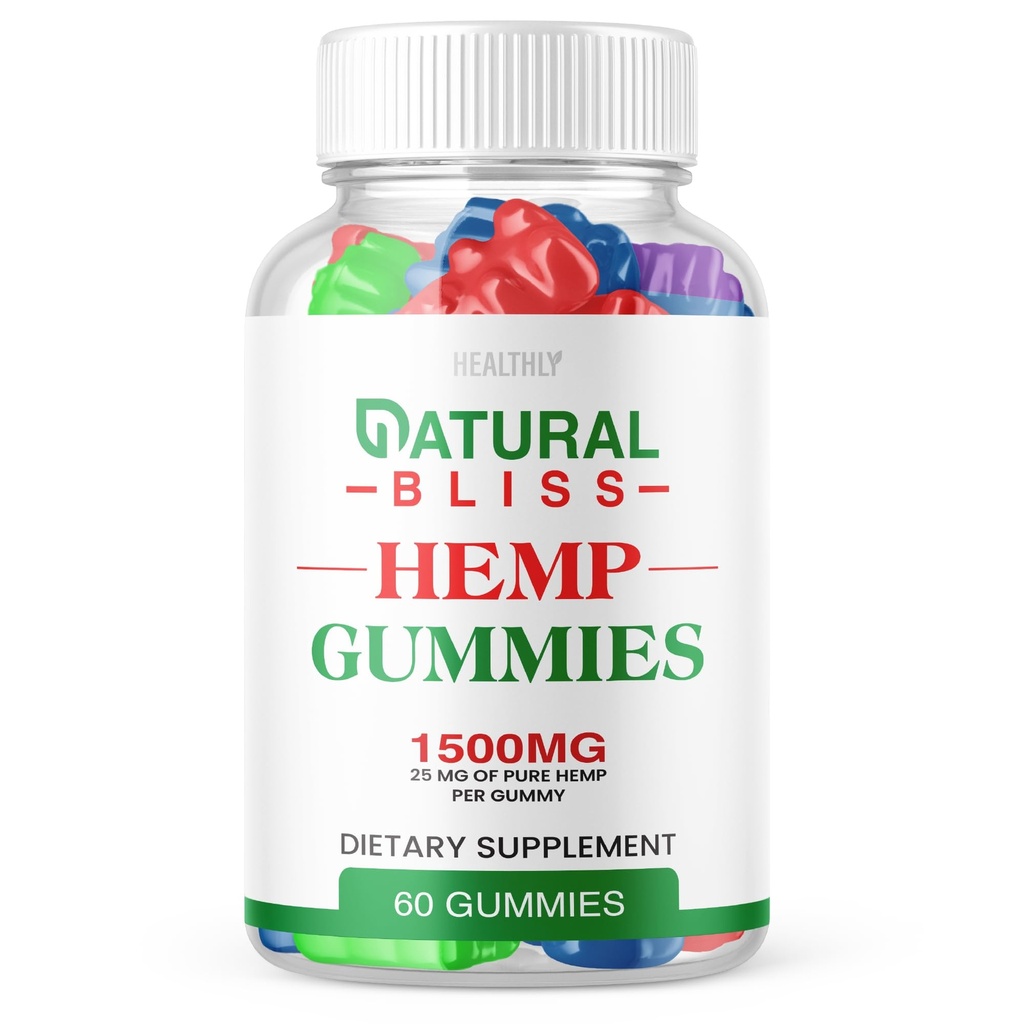 Naturlige Bliss Gummies - Officiel Formel - Naturlige Bliss Hamp Gummies Premium Blend NaturalBliss Gummies 25mg Hamp Per Gummy, 1500mg Hamp Per Flaske Avanceret Formel Hamp Uddrag Gummies (60 Gummies)