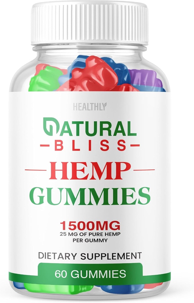 Naturlige Bliss Gummies - Officiel Formel - Naturlige Bliss Hamp Gummies Premium Blend NaturalBliss Gummies 25mg Hamp Per Gummy, 1500mg Hamp Per Flaske Avanceret Formel Hamp Uddrag Gummies (60 Gummies)