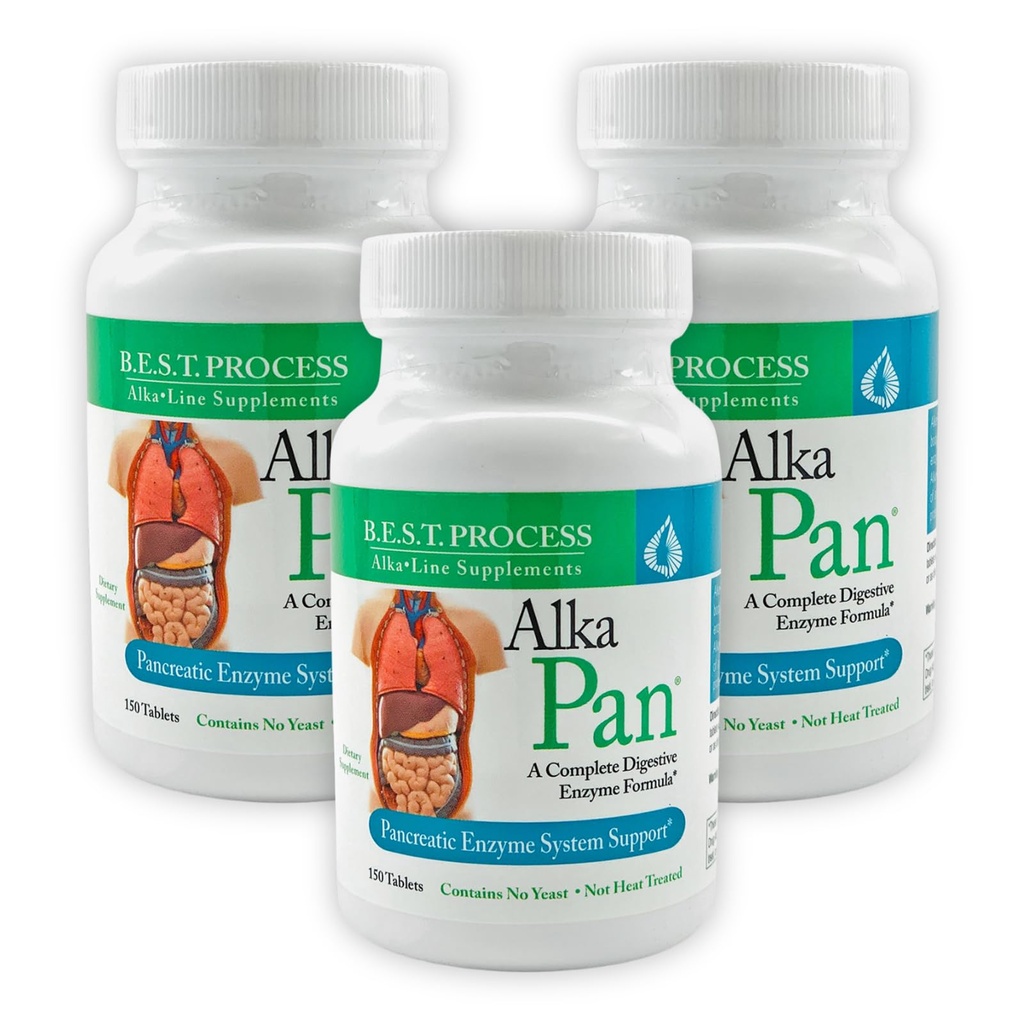 Alka • Pan (3 Pack) Best Process Alkaline - Naturlig fordøjelsestilskud - Pankreatiske enzymer med antioxidant- Rich Superfoods & fordøjelsesurter