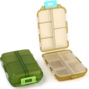 2PCS Cute Pill Organizer, Travel Pill Box, Lille Pill Case Container, Medicin Organizer til purse, med 10 kompartmenter for forskellige lægemidler
