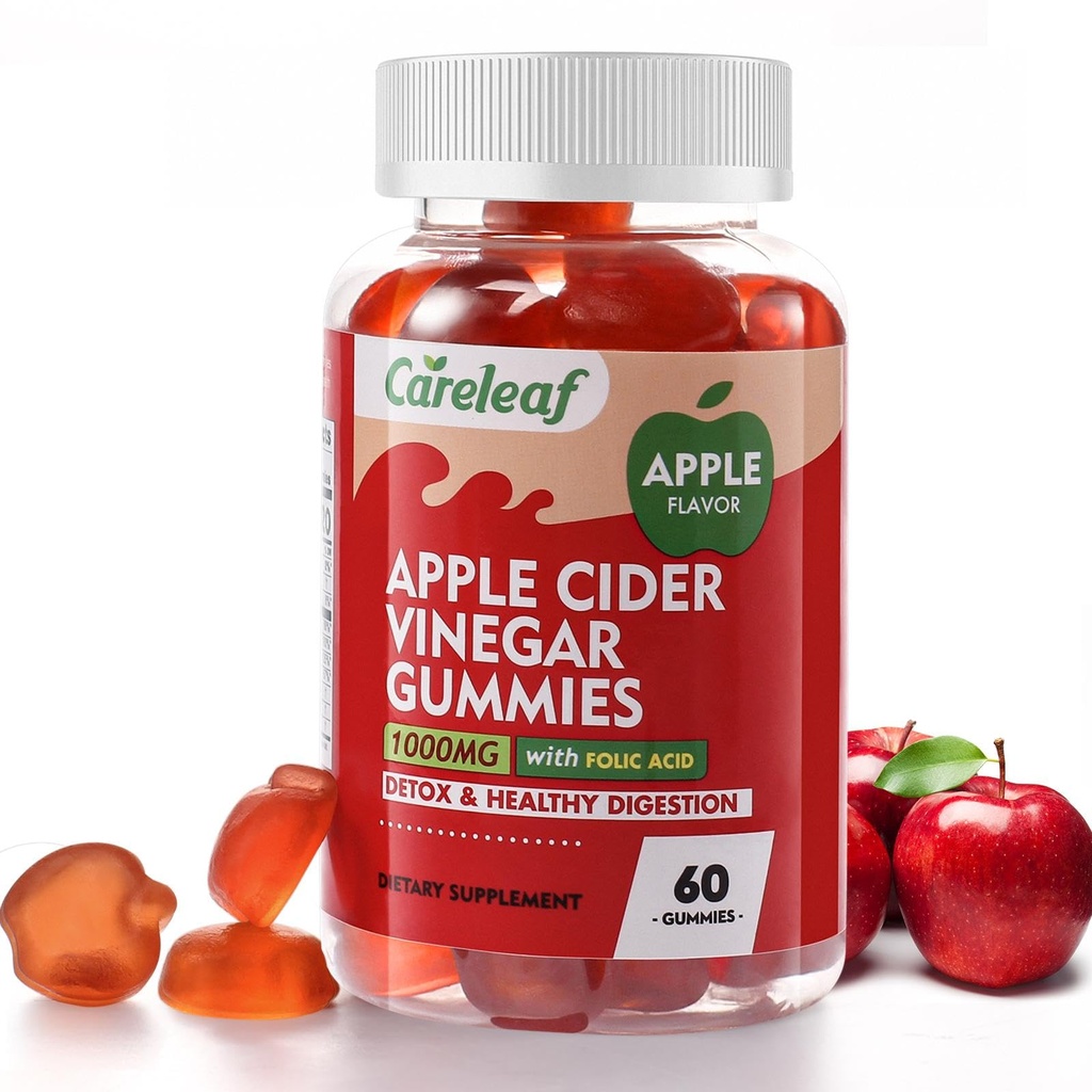 Apple Cider Vincitol Gummies 60 Tæller 1000mg AVC med vitamin B6 Vitamin B12 for Metabolisme, fordøjelse, Detox, Gut & immunforsvar