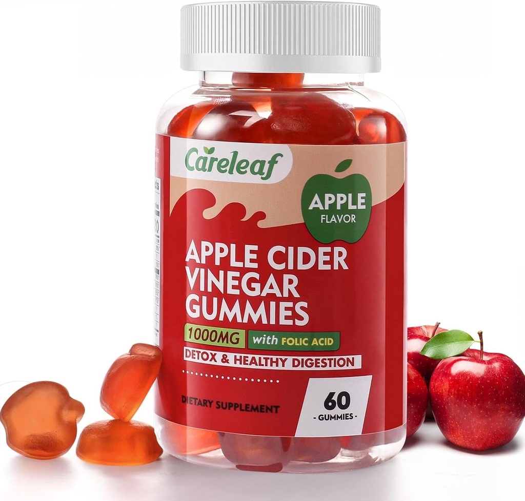 Apple Cider Vincitol Gummies 60 Tæller 1000mg AVC med vitamin B6 Vitamin B12 for Metabolisme, fordøjelse, Detox, Gut & immunforsvar