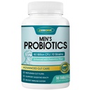 ZEBORA Probiotika til mænd og Prebiotika til fordøjelsessygdomme, 90 tabletter, 60 Millioner CFU 'er til immunforsvar og Gut Health, 10 Strops, Hypoallergen Probiotika, Hylde Stable, Gluten & Soy Free