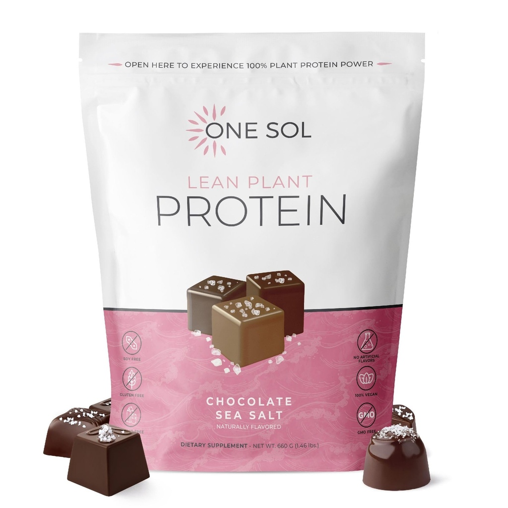 En Sol Lean Plant- baseret protein pulver, Pea & Brown Rice Protein, Low Carb, Vegan Friendly - Gluten, Lactose, & Soy Free - Ingen tilsat sukker, ikke-GMO, Ren ernæring, Ingen bloating (Chocolate Sea Salt)