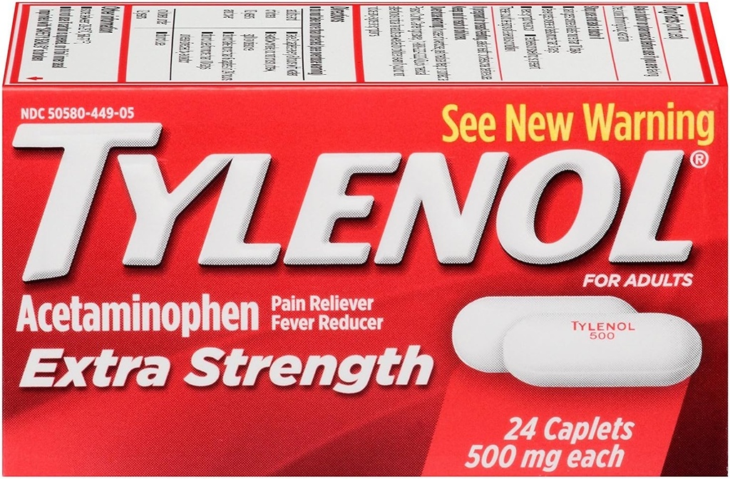 TYLENOL Extra Strength Acetaminophen 500 mg Kapsler 24 hver