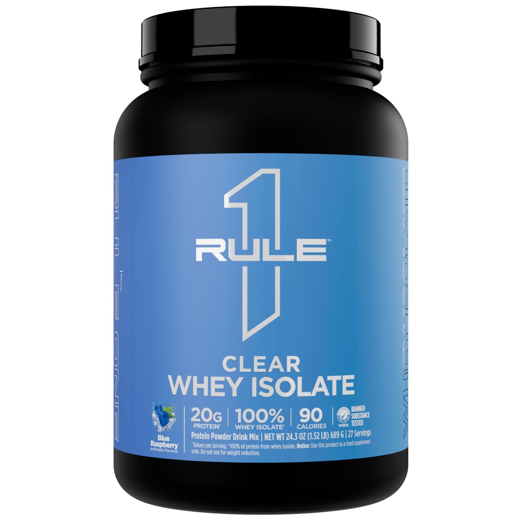 Regel 1 Clear Whey Isolate - 20g All- valle Isolate Protein, Over 9g EAA, 300mg af elektrolyte mineraler, 90 kalorier, lys, Crisp, og genopfriskning smag (27 Servere, Blå Hindbær)