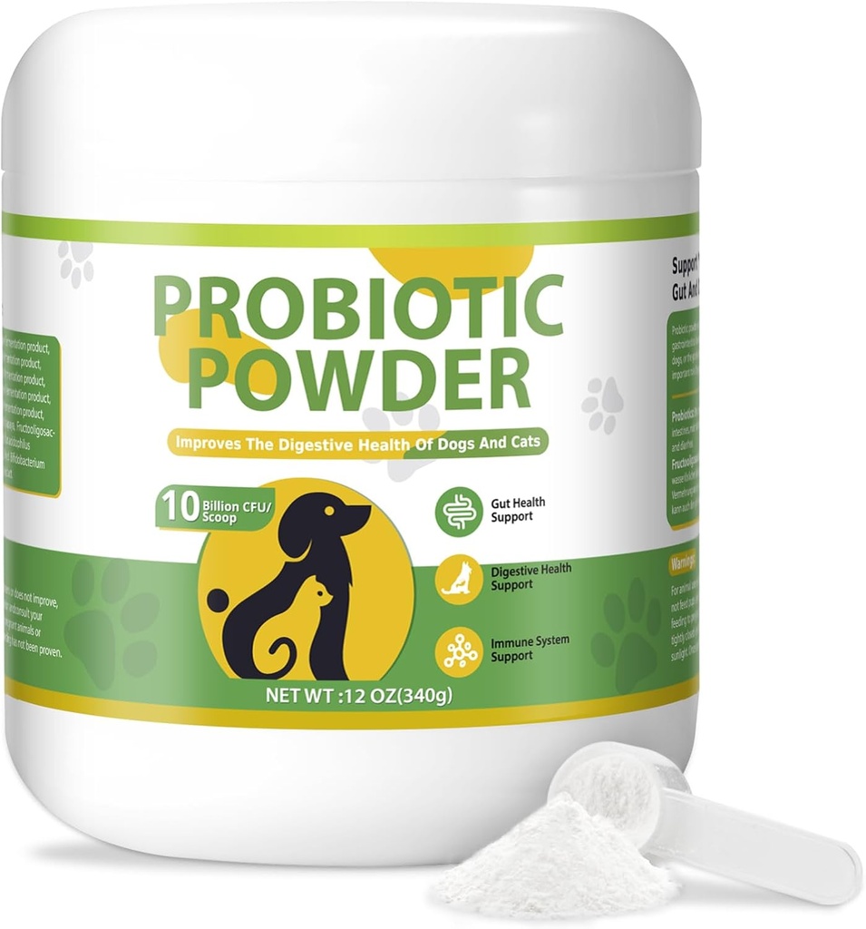 Dog Probiotic Powder Digestive Enzymes 12 OZ Powder Plus Prebiotics Probiotics Enzymes Prevents Upset Stomach Gut Digestive Health Support Immune Probiotics Powder for Diarrhea