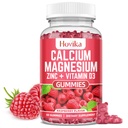 Calcium Magnesium Zink Gummier med Kalium Vitamin C, B6, D3, K2 - Calcium til kvinder og mænd - Calcium Magnesium Zink Multi Vitamin supplement til knogler, muskler, tænder, rolig mood & immunitet - 60 Cts