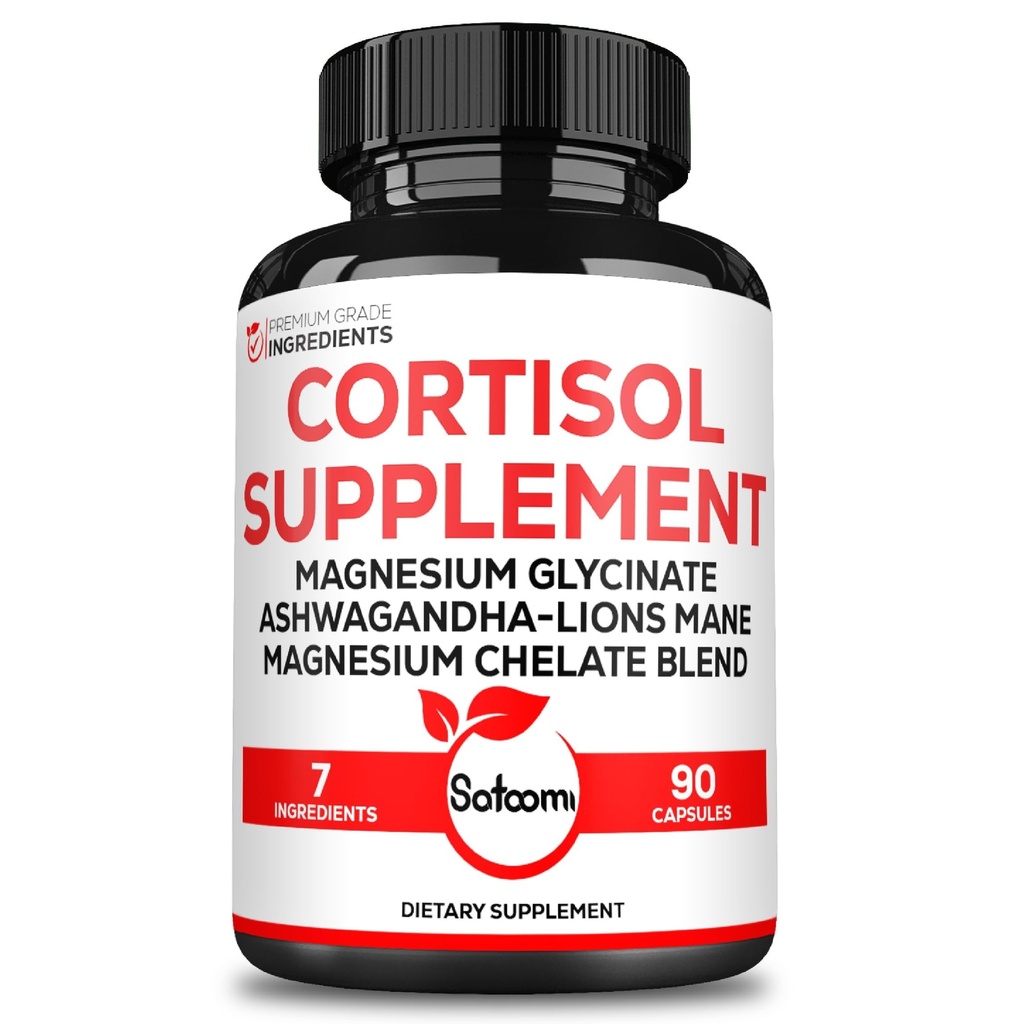 Satomi 7in1 Cortisol Supplement - Magnesium Glycinat med Ashwagandha, Magnesium Glycinat og Citrat - Mood & Rest Well & Resilience - 90 kapsler til 45 dage